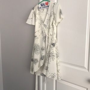 White and black floral outlined dress